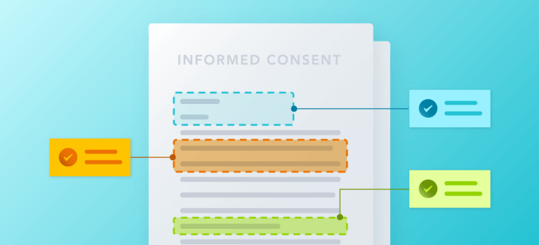 Decorative image representing an Informed Consent Form with items highlighted